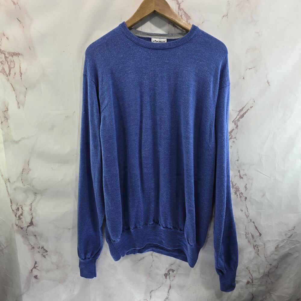 Peter Millar Sweater Mens XXL Blue Merino Wool Silk Lightweight Liberty 19S42